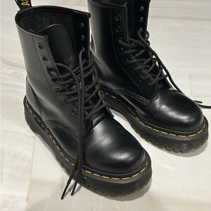 Black Leather Dr Martens Lace-Up Boots